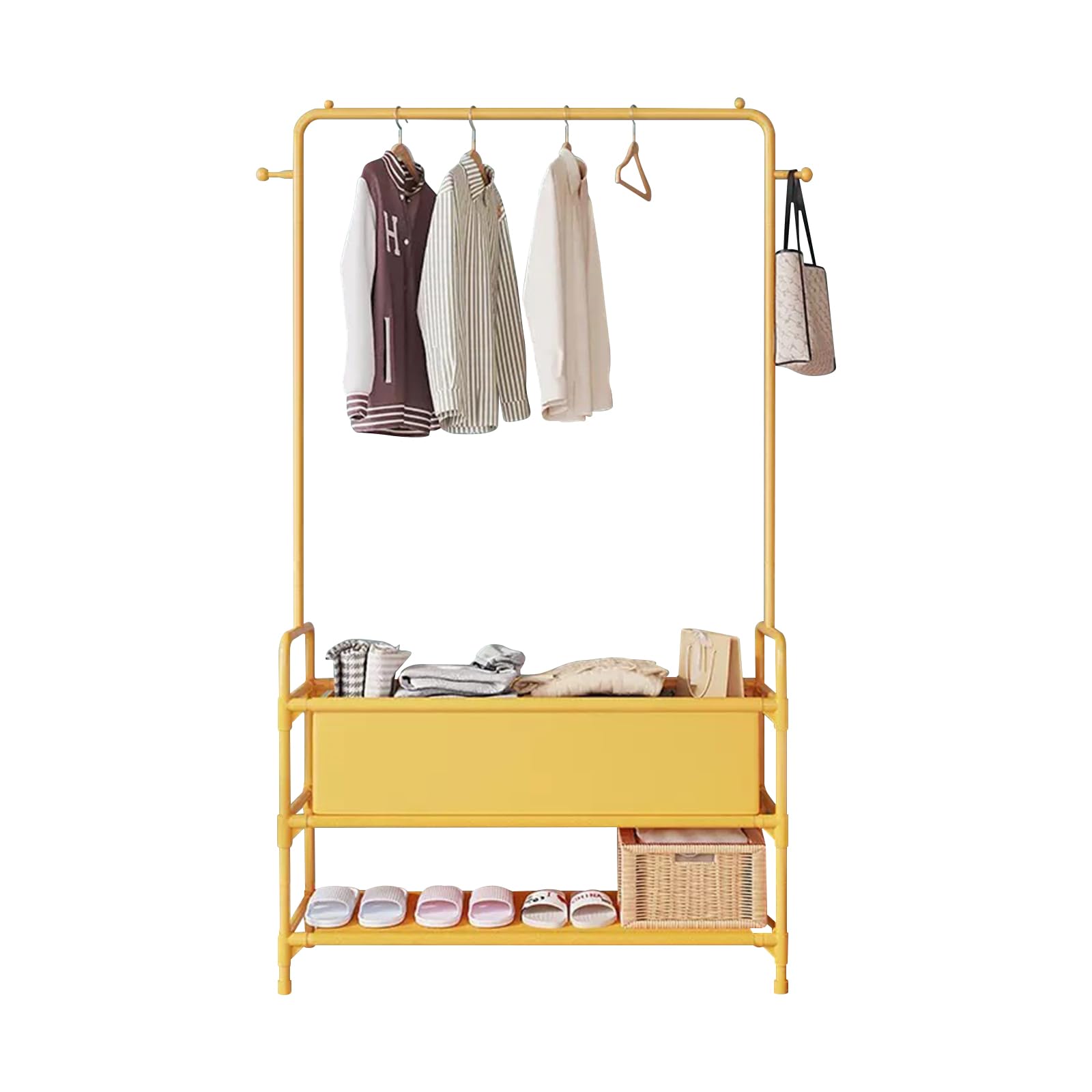 Ergocar Perchero Burro Ropa, Percha De Ropa De Gran Capacidad De Múltiples Capas Con Estante De Almacenamiento De Piso y Percha Colgante De Metal Colgadora De Dormitorio Multifuncional