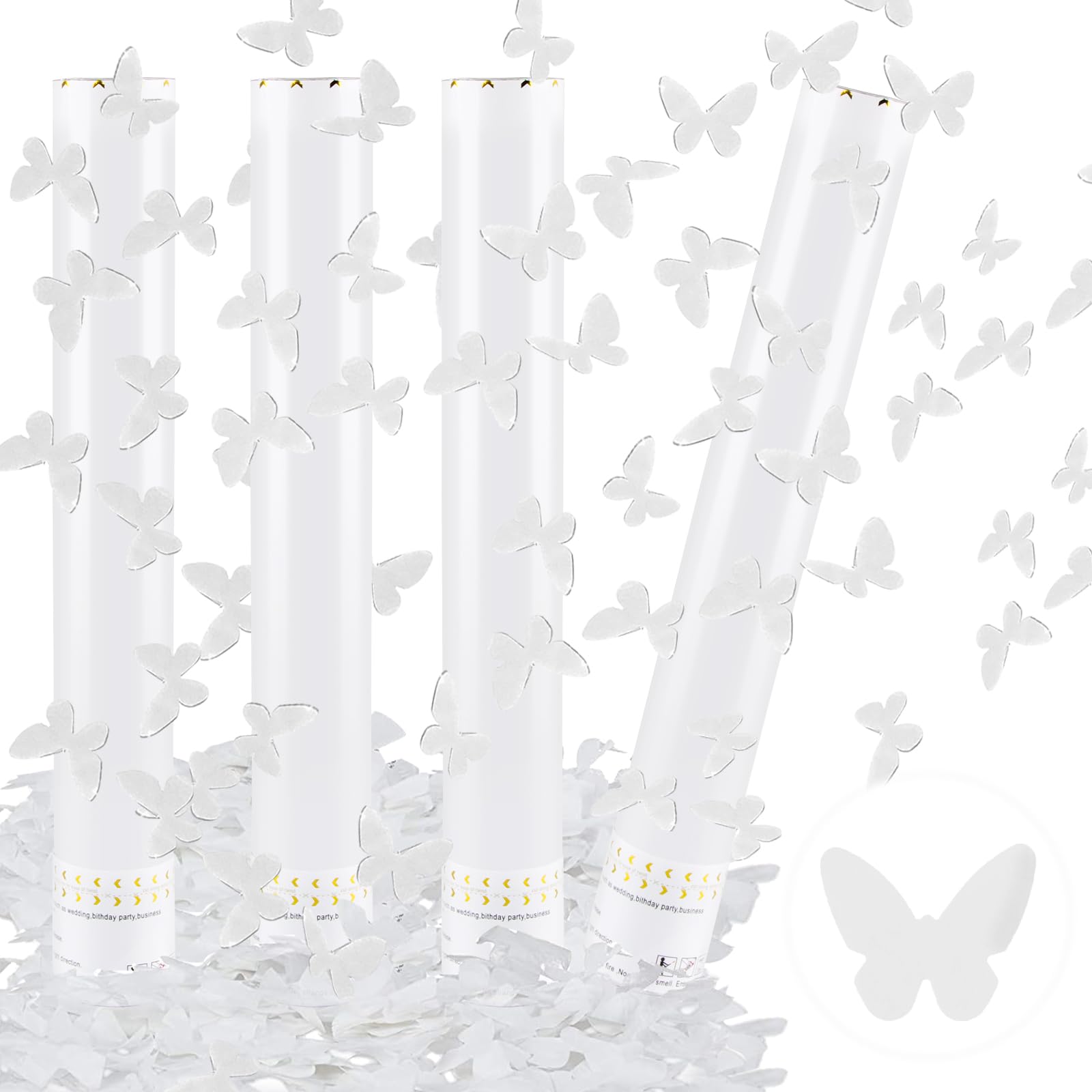 Cañones de Confeti*4, Taozoey Confeti para Bodas 40cm, Alcance entre 5-8 m, Cañon Confeti Boda, Tubo de Confeti, Decoración para bodas, Lanzador Confeti Cumpleaños, Disparador de Confeti