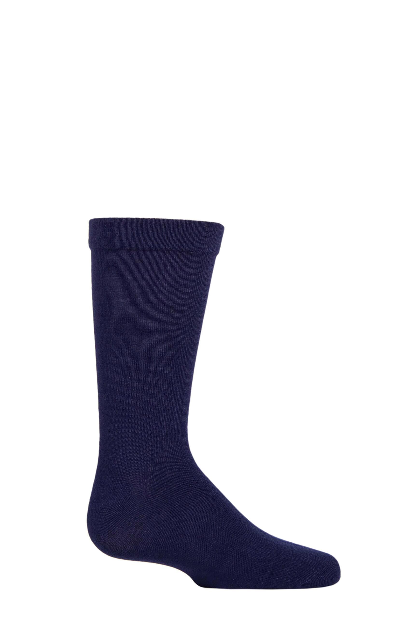 Sockshop Boys Navy Kids’ Bamboo Socks With Comfort Cuff And Hand Linked Toes, Plain Bright Solid Striped Colours, Soft And Breathable, 1 Pair Pack - 9-12 Kids