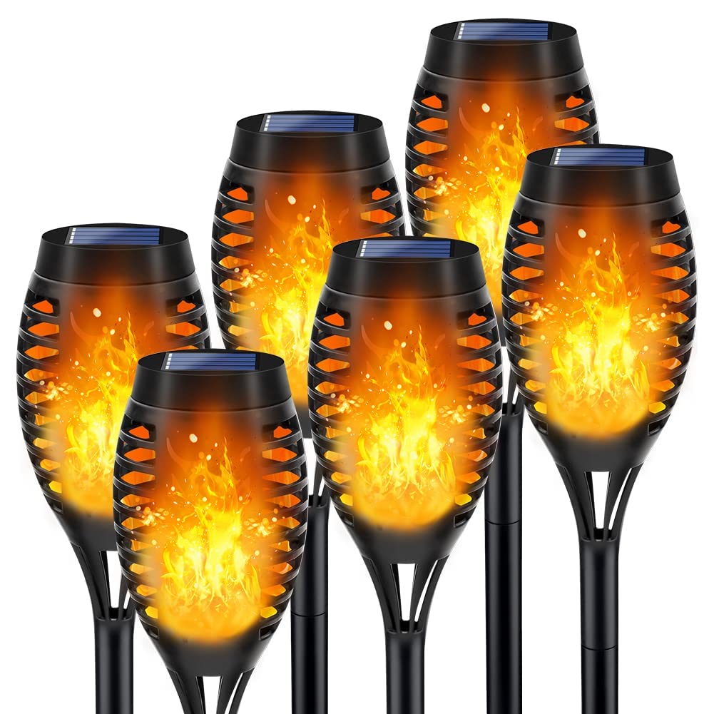 LNRYY Outdoor Solar Lights 6Pack Solar Torch Light with Flickering Flame Solar Garden Lights Waterproof for Outdoor Decorations