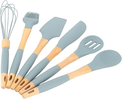 Miniatura 8 de 6 Piece Silicone Utensil Set with Wooden Handle, Kitchen Cooking Utensils Kit, Durable Non - Scratch Kitchen Gadgets for Home and Restaurant Use,