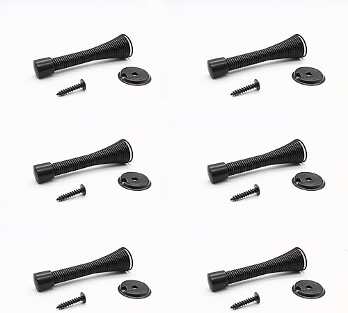 Miniatura 7 de Tope de puerta de resorte con puntas de goma, parachoques de níquel satinado de 3-14 pulgadas, color negro, resistente, flexible, de acero