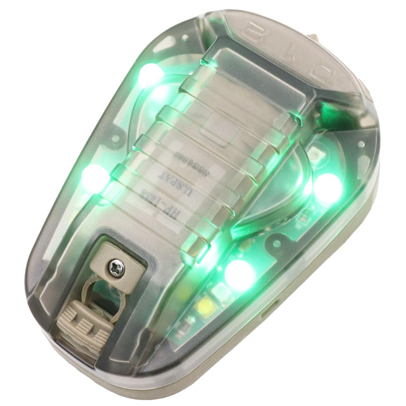 Tactical IR Strobe Helmet Light Military Identification Light with Visible LED + White Strobe Survival Signal Light (Tan-Green)