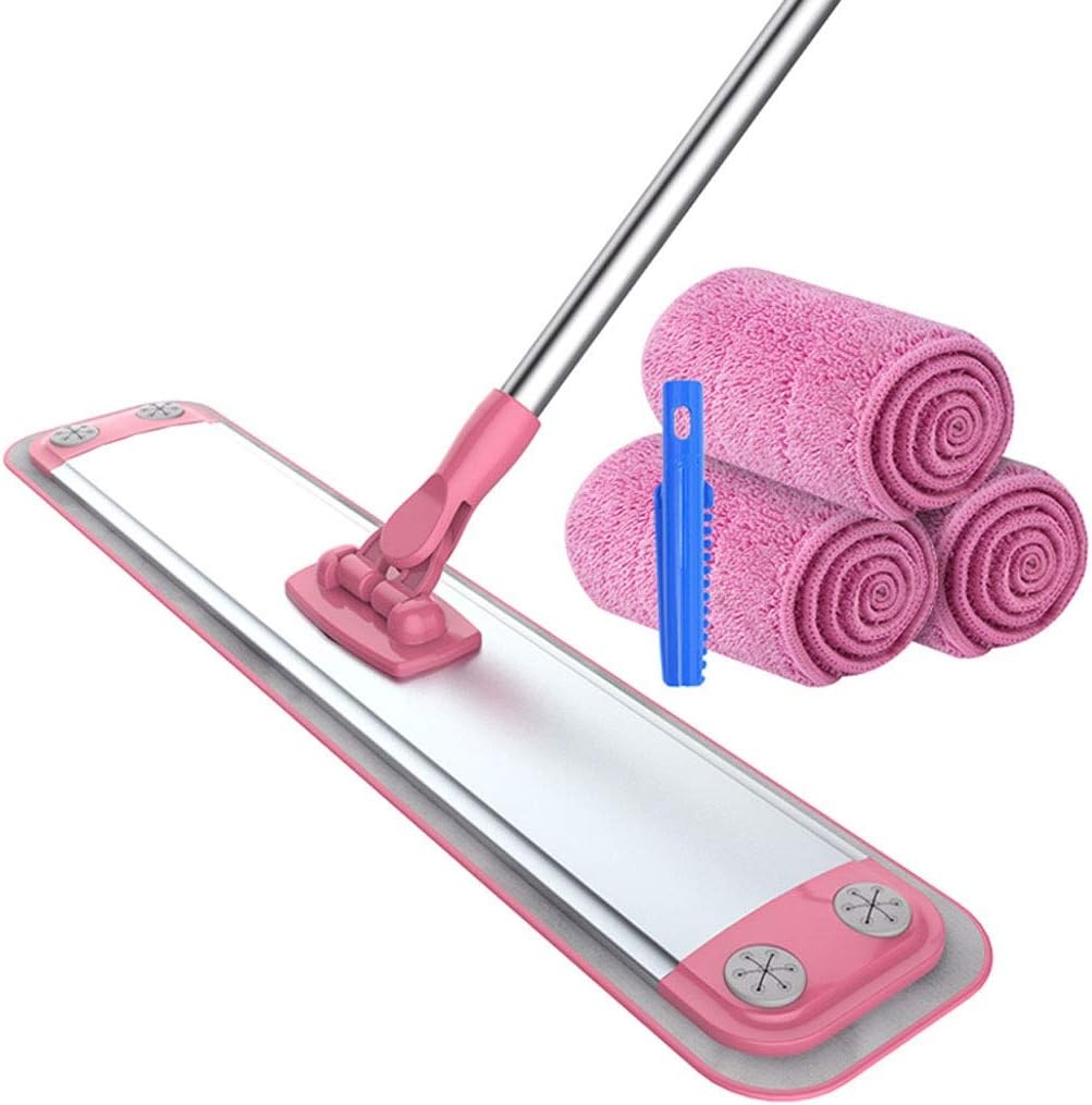 Microfiber Mop Spin Mop 360 - Machine Washable - Reach Every Nook And Cranny - Pivoting Mop Head - with 4 Flat Mop Pads，Widen And Lengthen Wet And Dry Mop Cleaning Tools