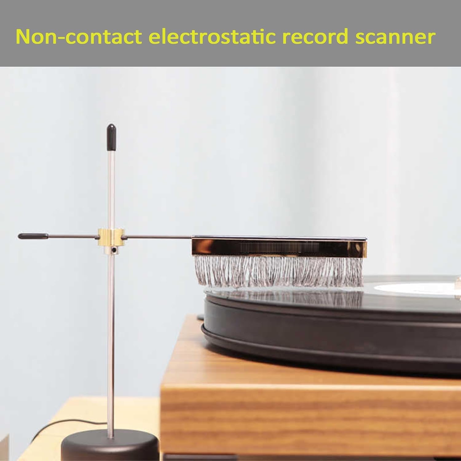 Spazzola Antistatica per Dischi, Spazzole per La Pulizia di Dischi in Vinile Hi-Fi, Braccio di Pulizia per Giradischi Senza Contatto, Altezza Regolabile, Rimuove Polvere E Elettricità Statica,