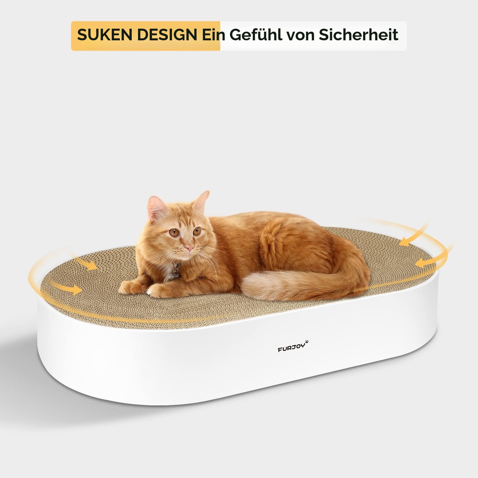 Katzen Kratzbrett, 63 x 35 x 10 cm, Ovale Kratzmöbel, Kratzmatte, Lounge, Kratzschale für Katzen mit Katzenminze [ Home Clean Design mit Kratzbox]