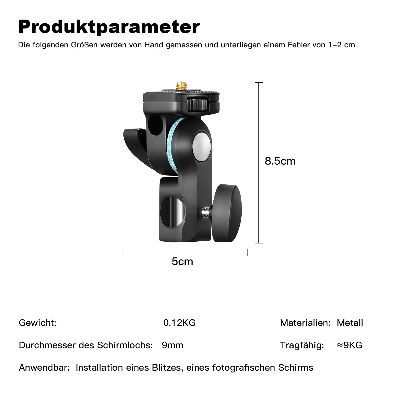 Godox AD-E2 Staffa per flash Supporto per ombrello in metallo Staffa per ombrello con vite standard da 1/4" e adattatore per ombrello per AD100 AD100Pro AD200 AD200Pro