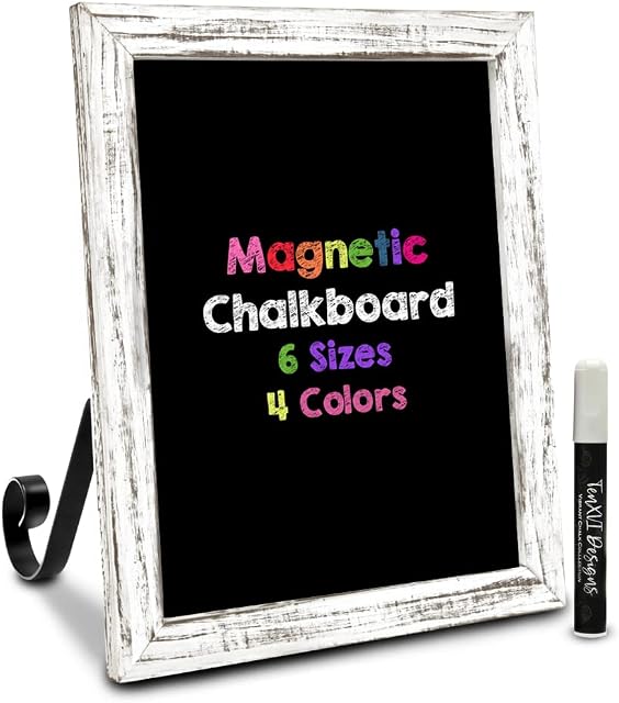 6 Sizes/4 Colors - Small Chalkboard Sign Menu Board for Kitchen, Chalk Board Sign Board with Stand, Hanging Magnetic Chalkboards, Mini Chalkboard Sign, Standing Tabletop Chalkboard Sign for Countertop