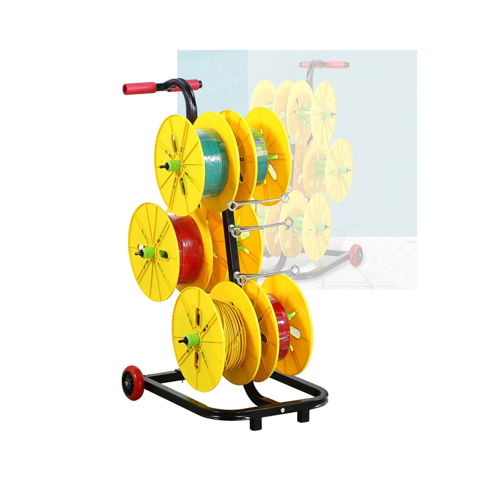 WDSOPK Wire Spool Rack,Multi-Spool Wire Rack Dispenser,Multiple Axle Cable Caddy Wire Spool Holder,for Ribbon Filament Automotive Wiring Storage (6 Rods Wire)