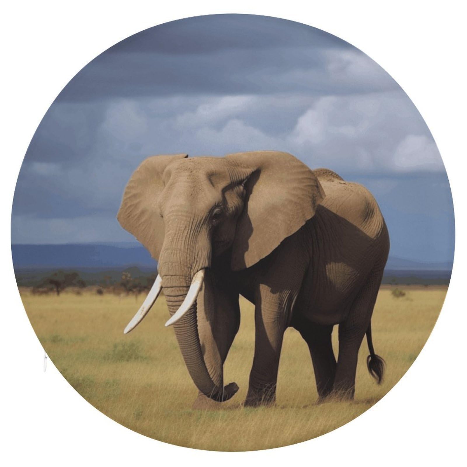 FekiLoot Africa Grassland Elephant Seat Cushion Comfort Memory Foam Seat Cushion Chair Pad Soft Round Stool Cushion Chair Cushion Removable Washable Cover for Home Office Outdoor Bistro 15.35 Inch