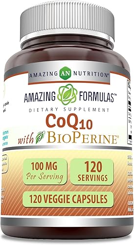 Miniatura 4 de Amazing Formulas CoQ10 con bioperina 100 mg por porción suplemento  Cápsulas vegetarianas  Sin OMG  Sin gluten (60 unidades)