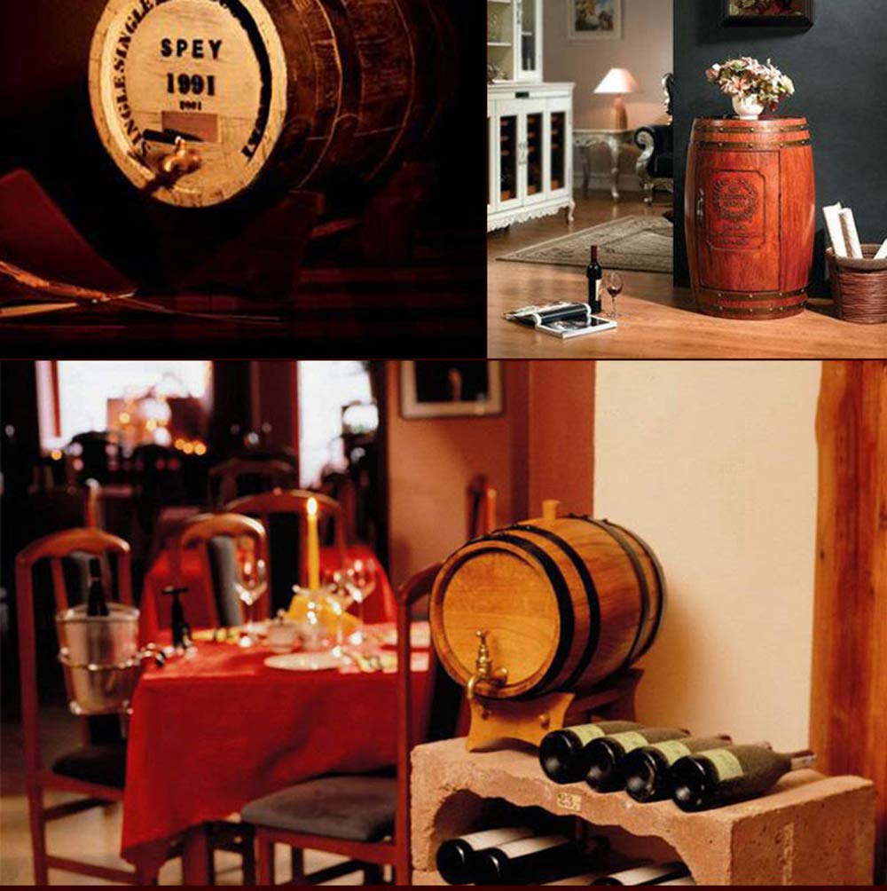 Botte In Legno Di Rovere Per Invecchiamento Vino/birra - Capacità 5 Litri (circa) - Con Valvola E Tappo In Sughero - Decorativa - 3