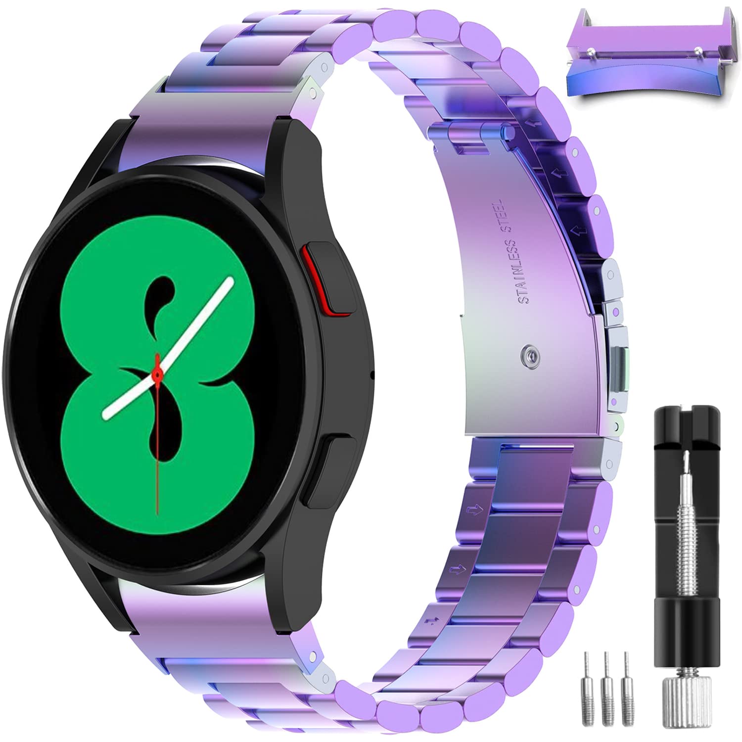 Miimall Compatible Samsung Galaxy Watch 4 44mm 40mm/Watch 4 Classic 46mm 42mm Band Metal,No Gap Stainless Steel Metal Wristband Strap Band Samsung Watch 4 44mm 40mm/Watch 4 Classic 46mm 42mm(Colorful)