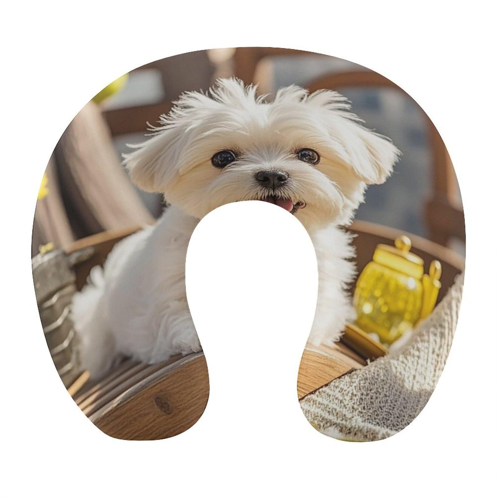 Btcowzrv Style Cute Maltese Puppy Dog U Shaped Neck Pillow Travel Pillows