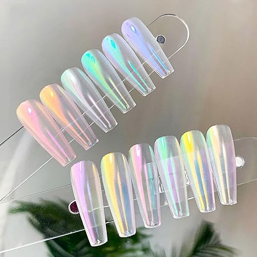 Miniatura 10 de 6 colores para arte de uñas Gliiter holográfico en copos de uñas para arte de uñas, polvo de uñas reflectante con purpurina para mujeres y niñas
