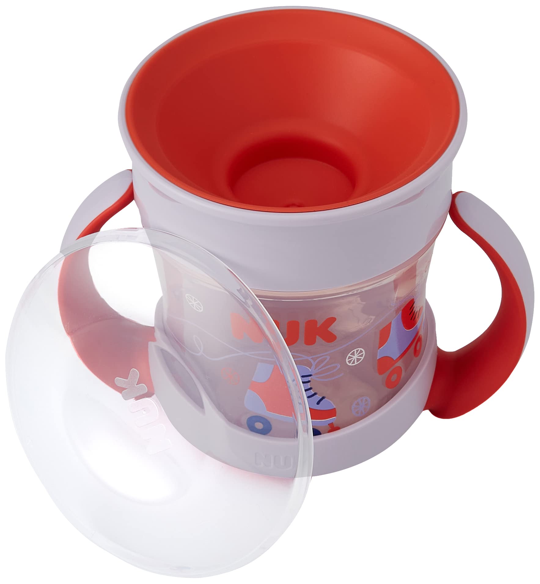 NUK Magic Cup & Mini Magic Cup Lot de 2 gobelets d'apprentissage avec bord étanche à 360° à partir de 6 mois - Anti-fuite et sans BPA - 160 ml et 230 ml - Rouge