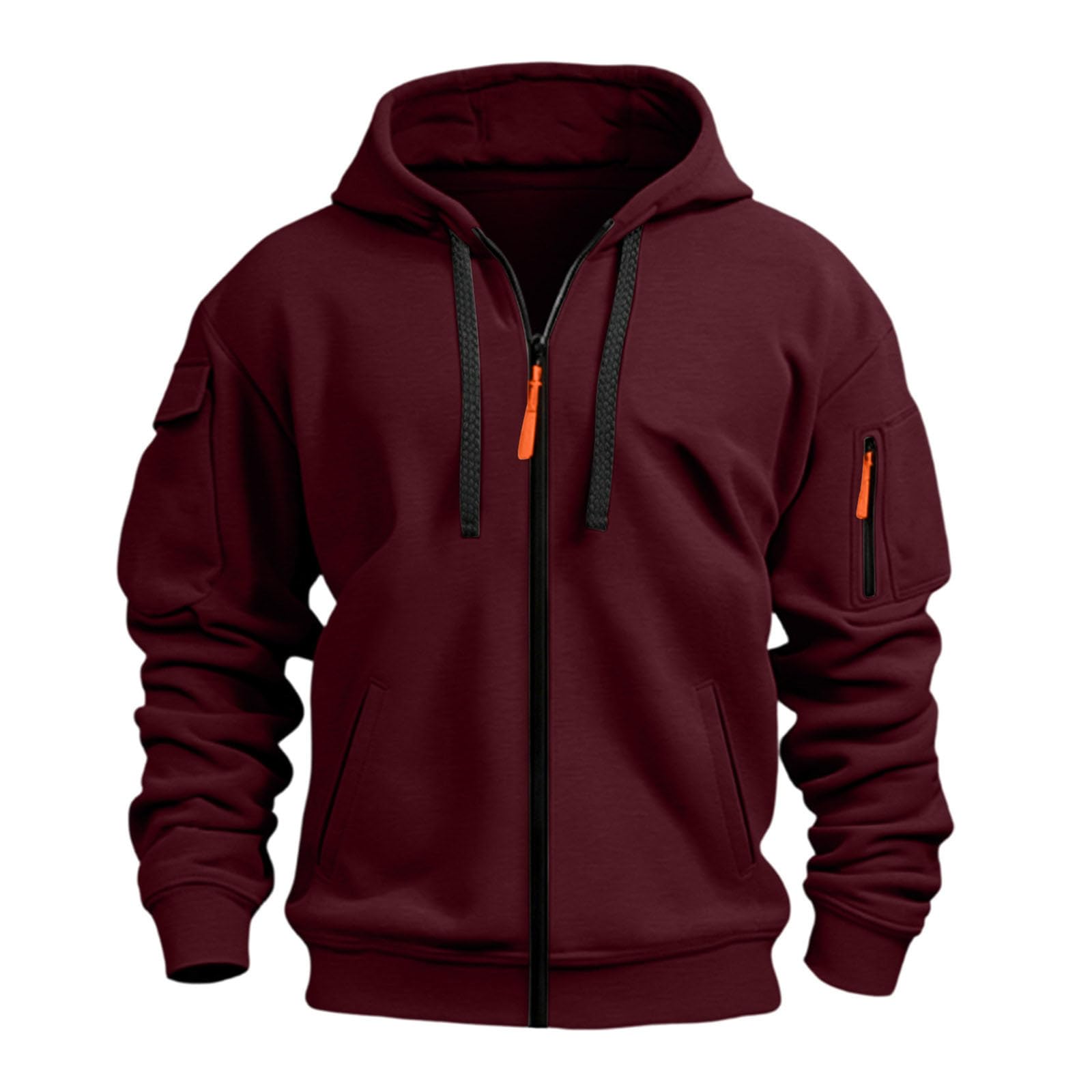Felpa Con Zip Uomo Con Cappuccio Felpa Cotone e Pile con Tasche Hoodie | felpa uomo con cappuccio, interno felpato, apertura con zip, hoodies con cordino, tasca pratica, vestibilità comoda