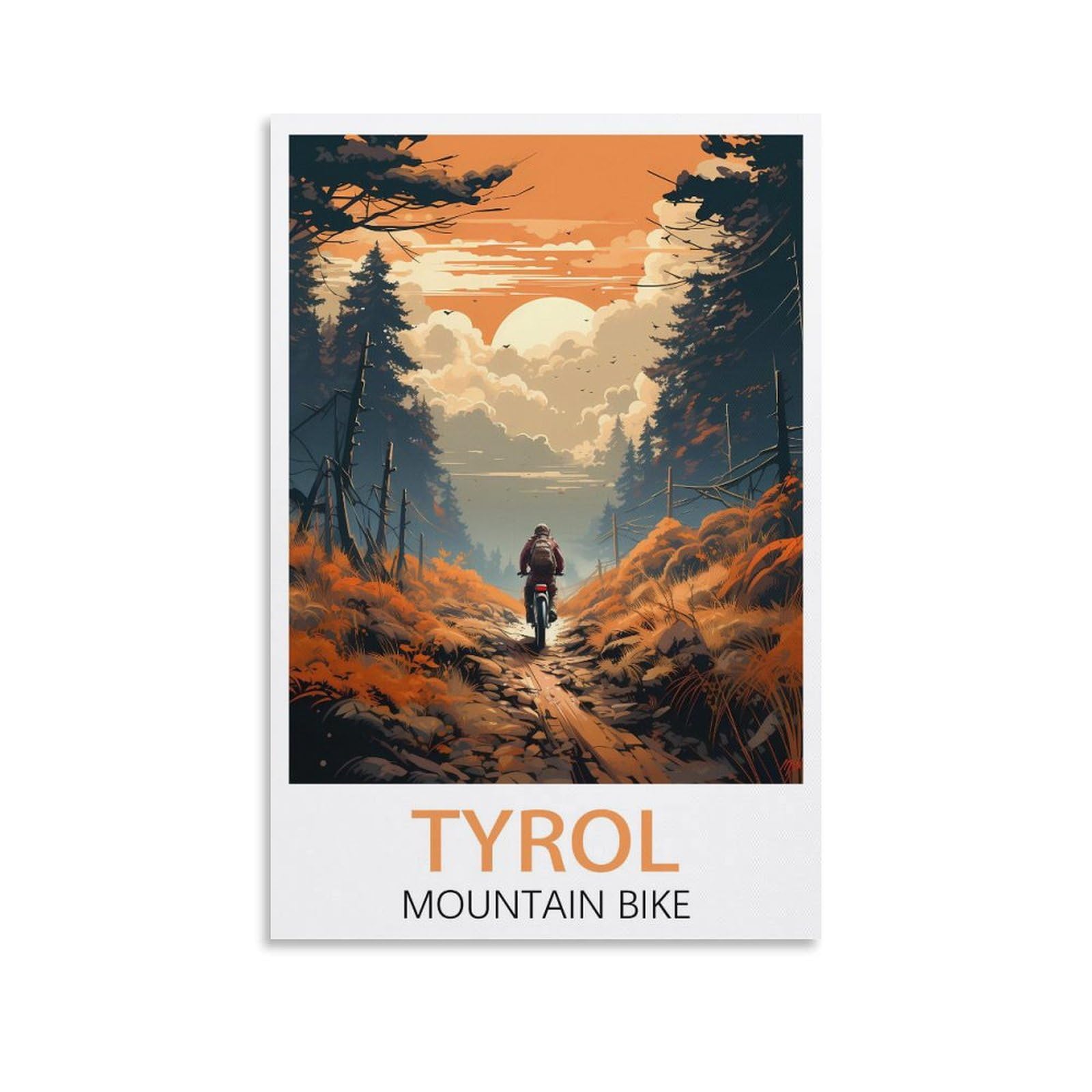 Lcynnh Unframe-Style Tyrol Mountain Bike Vintage Travel Poster Tree 12X18inch(30X45cm) Print Poster Home Bathroom Bedroom Office Living Room Decor Canvas Poster