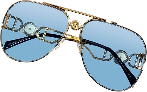 Miniatura 5 de Versace 2255 10021 Gafas de Sol DoradoNegroAzul Claro Pilot 2.480 in, Oro azul claro.