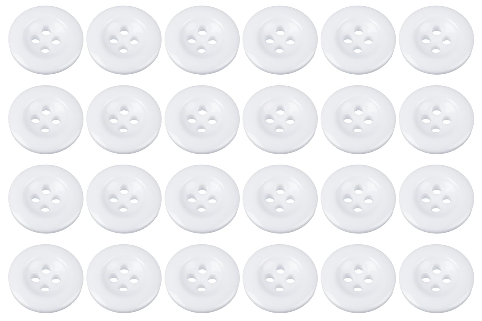 Pack of 24 White 17mm Round Sew On Plastic Buttons for Trouser Braces Suits Skirts Domed 4 Holes 27 Ligne