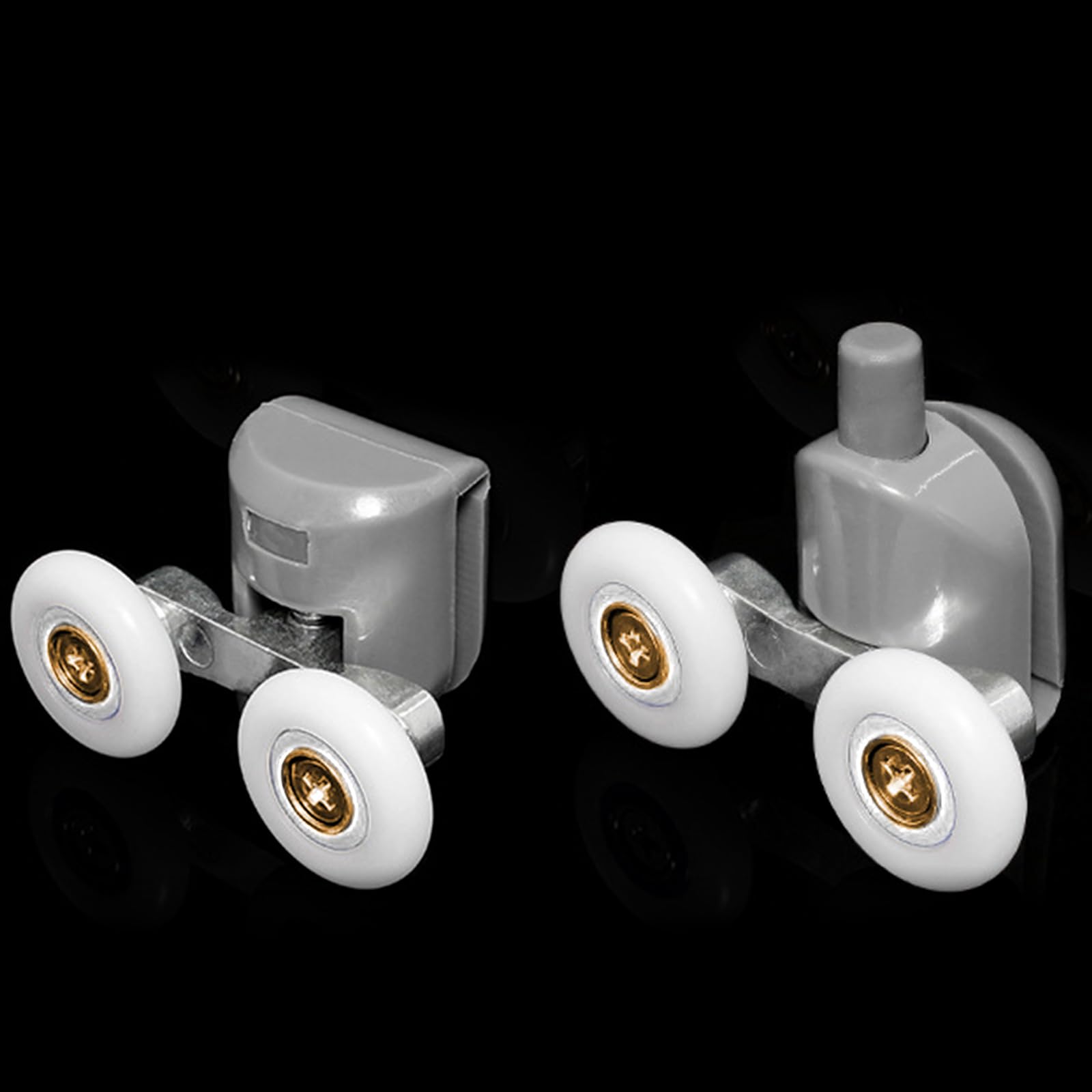 Shower Door Twin Rollers for Curved Doors, 25mm Shower Door Wheels, Zinc Alloy Runners Wheels Bathroom Replacement Parts of 2 Top & 2 Bottom - Image 2