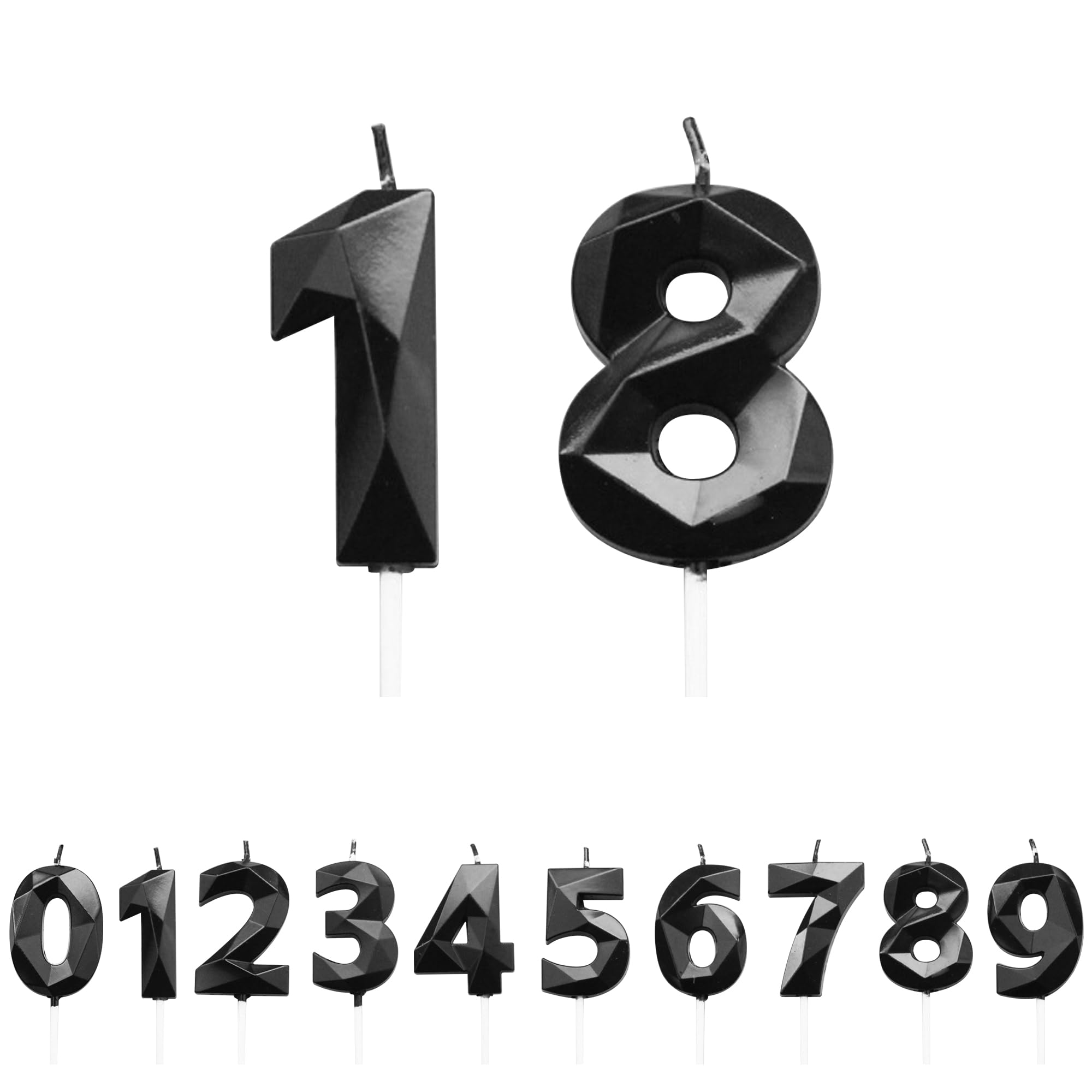 Fuzvol Black Birthday Cake Candles, Number 18 Candle,Cake Topper Decorations