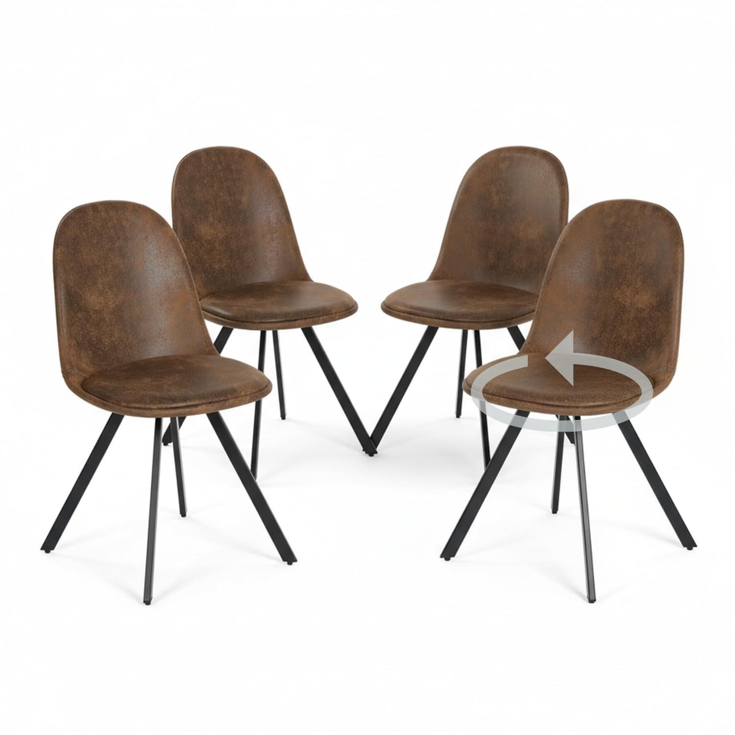 Homy Casa Dining Chairs Set of 6, Upholstered Kitchen & Dining Room Chairs with Comfortable Padded Seat, Modern Seating Set for Family Home, Living Room, Lounge (Faux Suede, Brown) — view 10