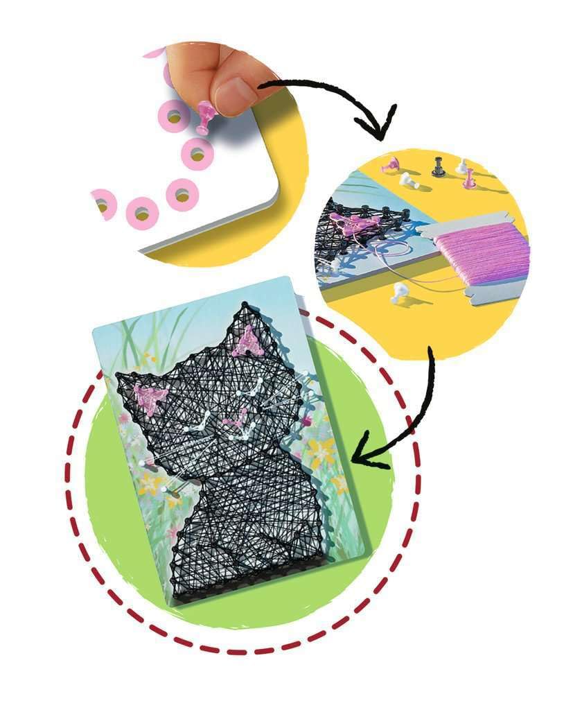 Ravensburger- String Art Cats Livelli Tempo Libero Creativo, Multicolore, Neue Version, 4005556182466