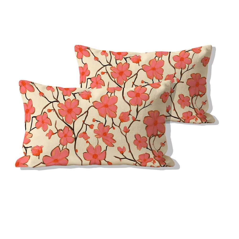 Lin rectangle taie d'oreiller de jardin imperméable 50x70 lot de 2 orange