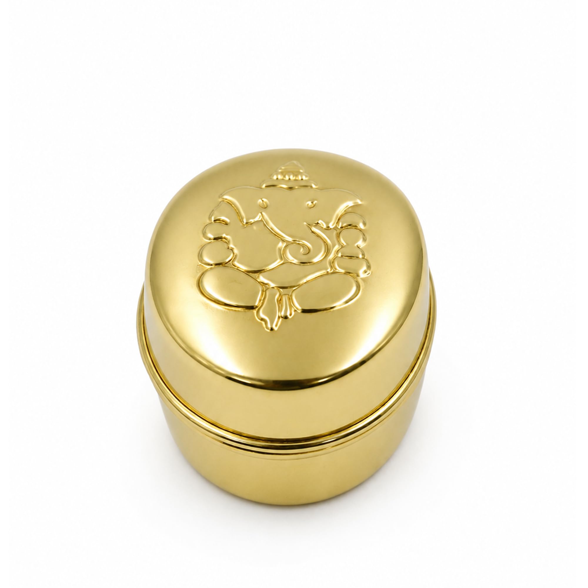 Spillbox Brass Kumkum Box for Return Gift|Haldi Kumkum Holder|Sindoor Box with Lid | Traditional Sindur Dani Box for Pooja, Wedding Return Gifts & Festive Gifting-OVAL -Oval Dabbi brass box 4