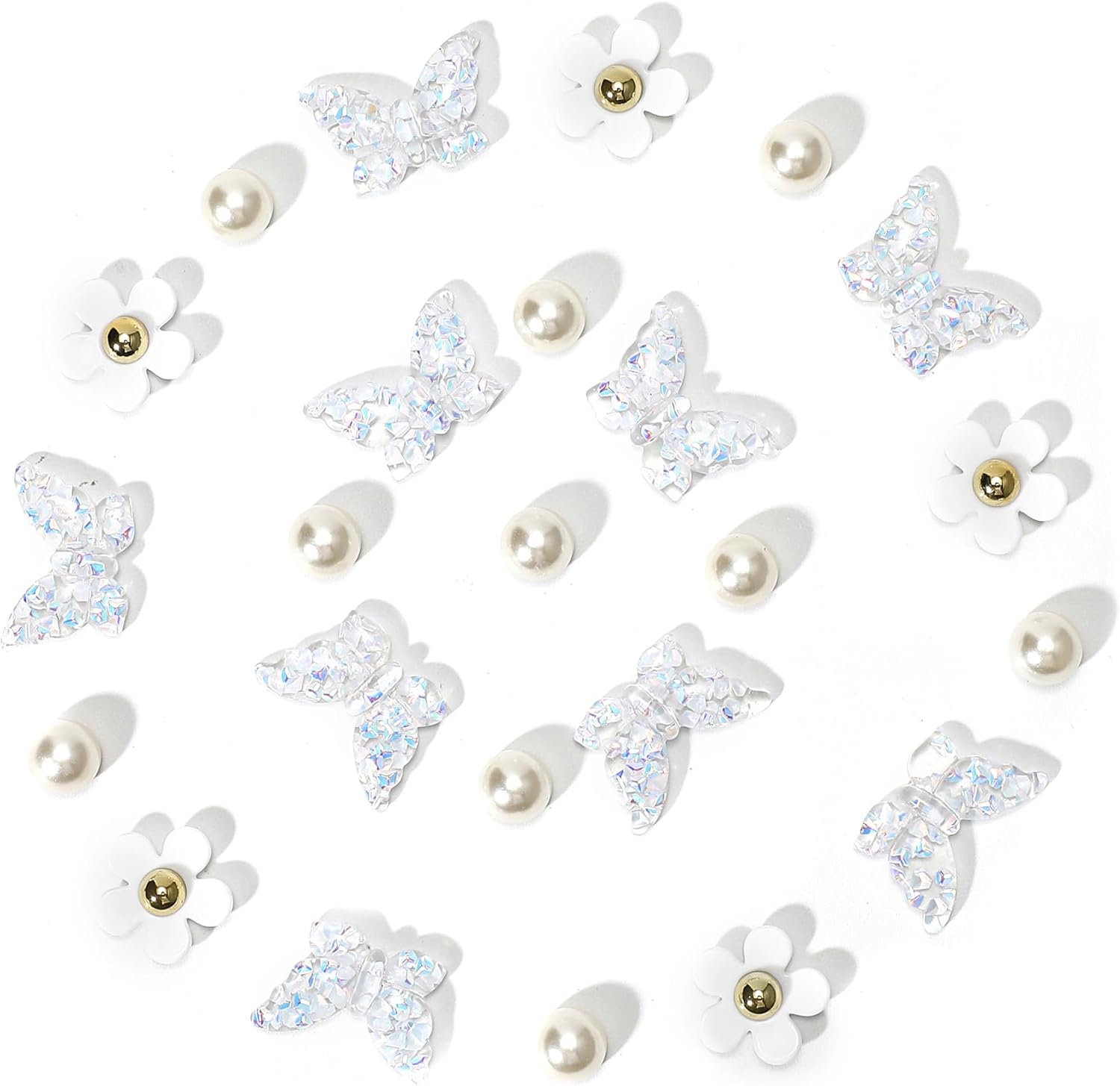 Ziigole Pink Butterfly Shoe Charms for Women, Flower Shoe Charm for Summer Clog Sandal, Pearl Shoe Decoration Charms Accessories, Party Favor, Ideal Gift
