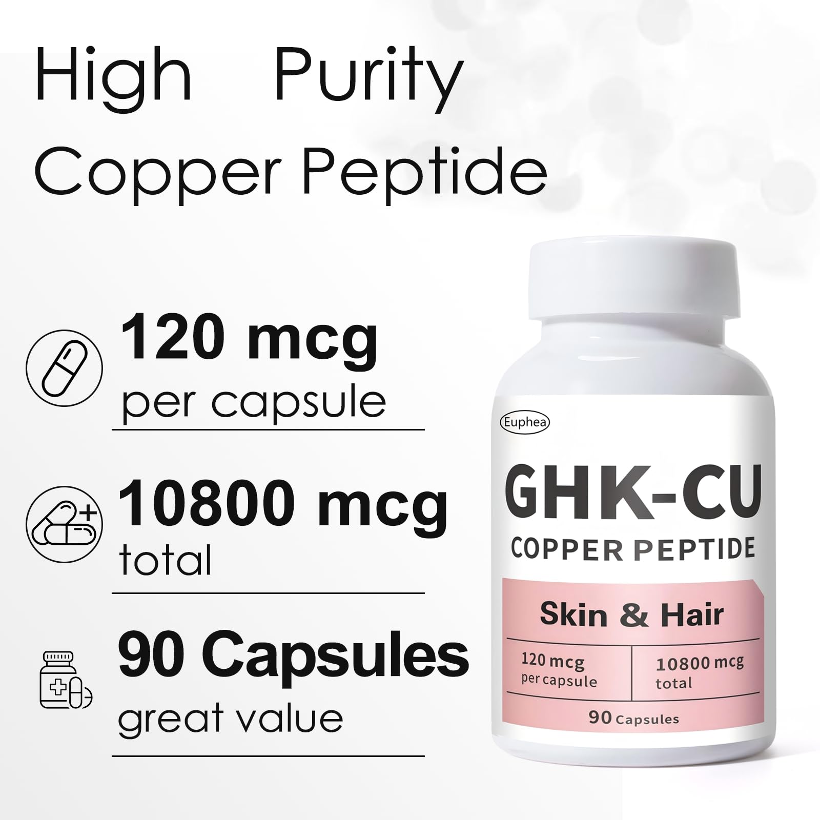 GHK-Cu Peptide Supplement, for Skin & Hair, GHK Copper Peptide Capsules, Easy to Take, Precisely Dosed – 90 Vegan Capsules : Health & Household
