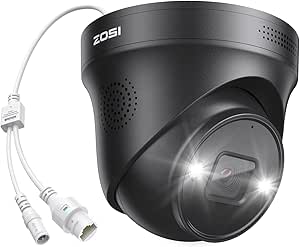 ZOSI 4K PoE Add On Camera,Person Vehicle Detection, Color Night Vision, Sound & Light Siren, Two Way Audio, 8MP Weatherproof Home Security Dome Cam for Outdoor Indoor, Only Work 4K PoE NVR asin的图片