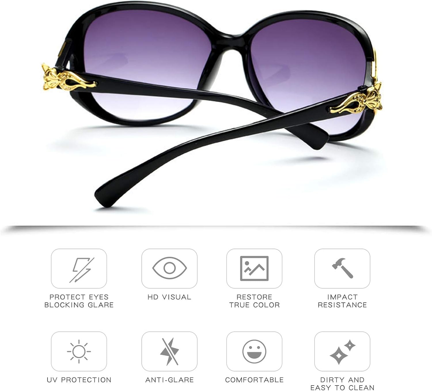 YQVIE 7 Pack Retro Fox Oversized Sunglasses for Women in Bulk Plastic Large Sunglasses Set UV400 Protection - Image 5