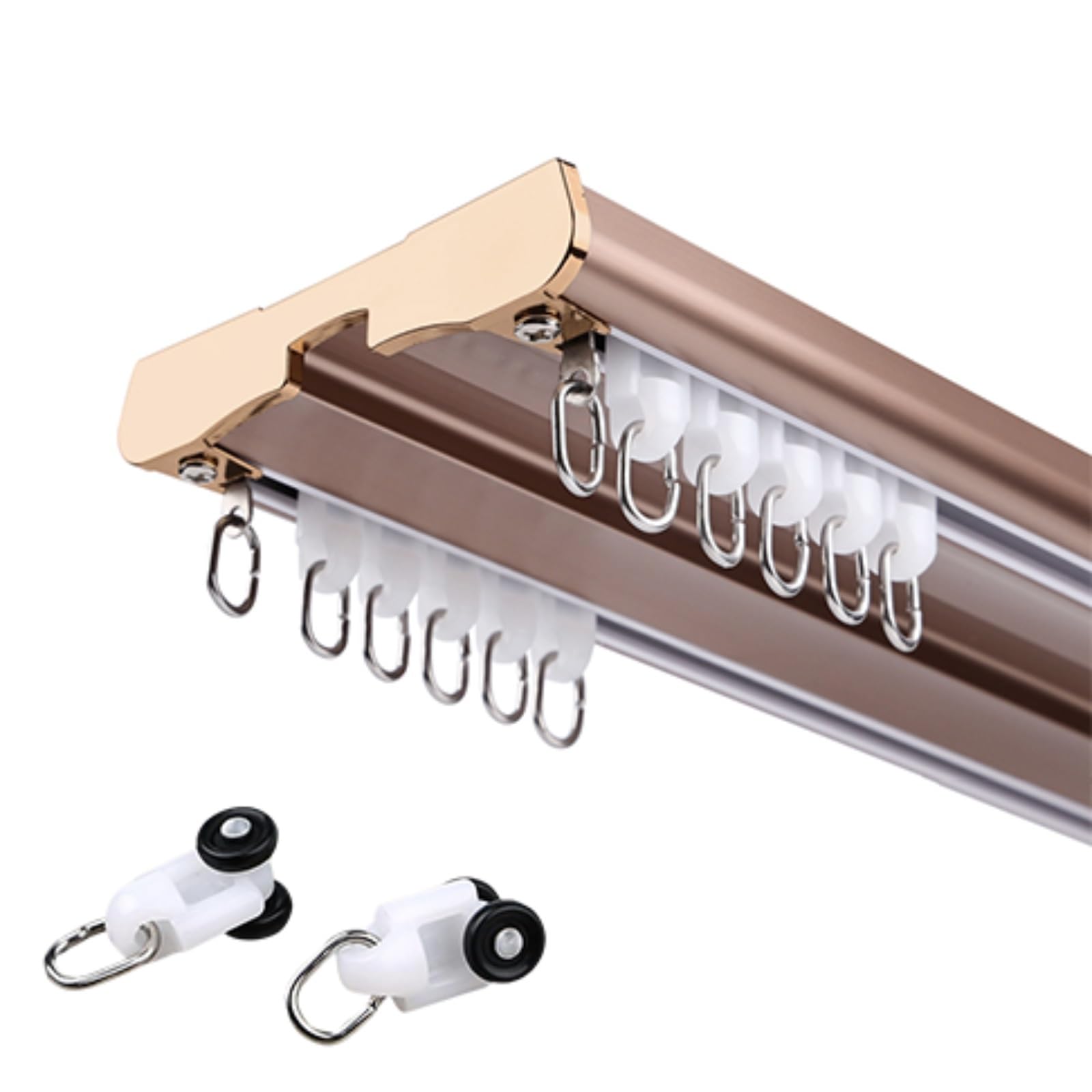 GLDYTVF Double Curtain Rod, 2-Tier Drapery Hardware Set with Mounting Accessories, Ideal for Room Dividers, Living Room, Bedroom, Window - Rose Gold, 120cm/3.9ft