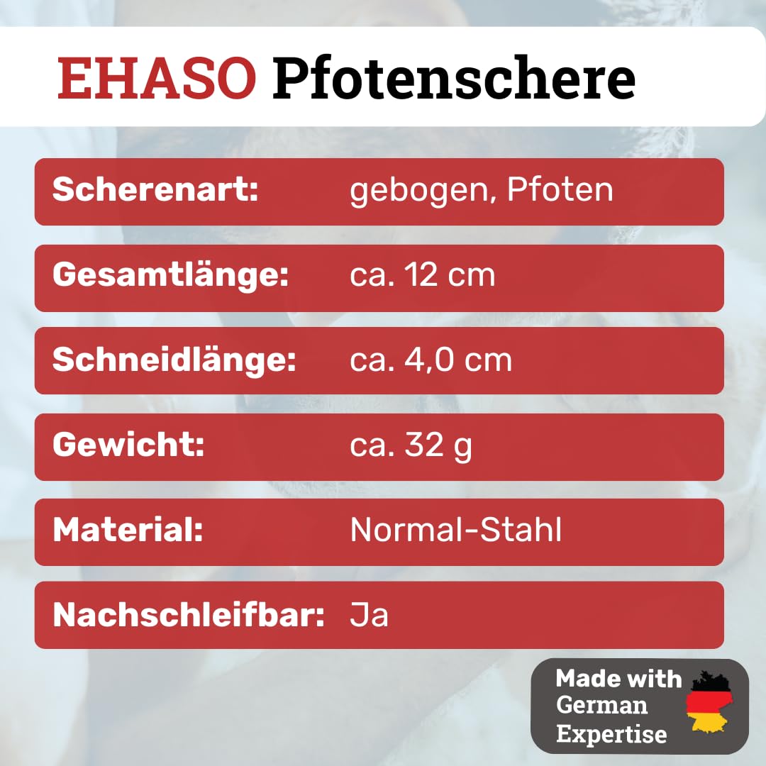 Premium Pfotenschere 12 cm gebogen für Hunde | Abgerundete Schere, Gebogene Schere, Klein und Präzis
