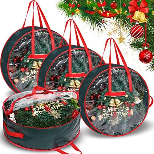Shappy 4 Pcs Christmas Wreath Storage Bag Wreath Storage