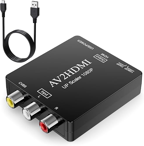 DigitConvert Adaptador RCA a HDMI, convertidor AV a HDMI, 1080P Mini RCA compuesto CVBS Audio Video Converter compatible con PALNTSC compatible con