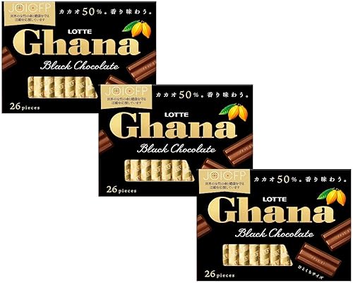 Lotte "Ghana" Caja de chocolate amargo japonés, tamaño bocado x3 con adhesivo MAIKO