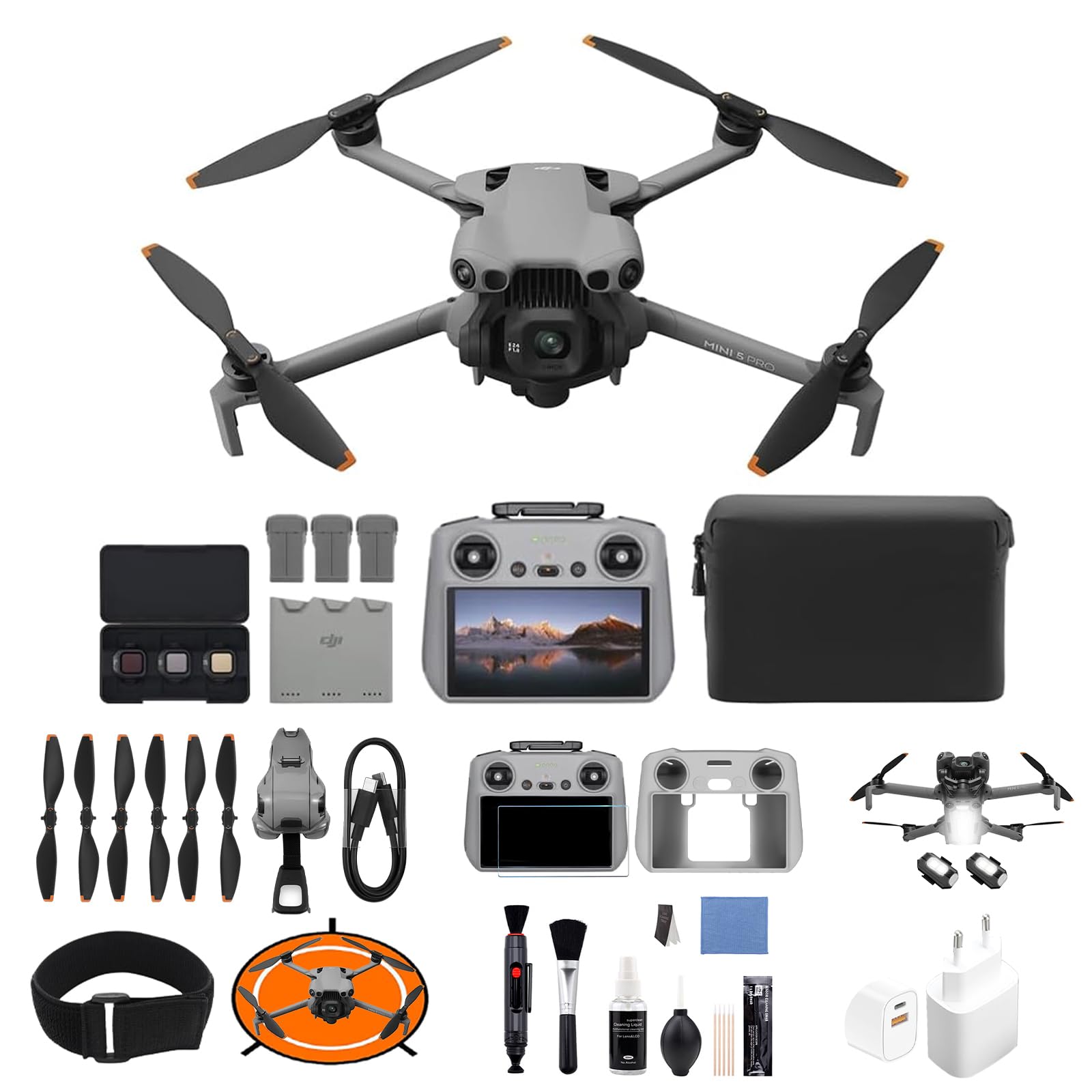 DJI Mini 5 Pro Combo Fly More Plus con DJI RC 2, drone con fotocamera, CMOS da 1 pollice, drone 4K per principianti (Pacchetto di accessori multipli)