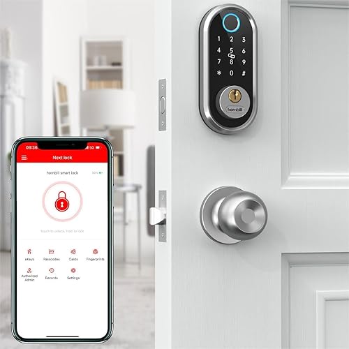 Cerradura de puerta de entrada sin llave con perilla Perilla de puerta Hornbill con cerradura inteligente - Juego de cerradura de combinación de