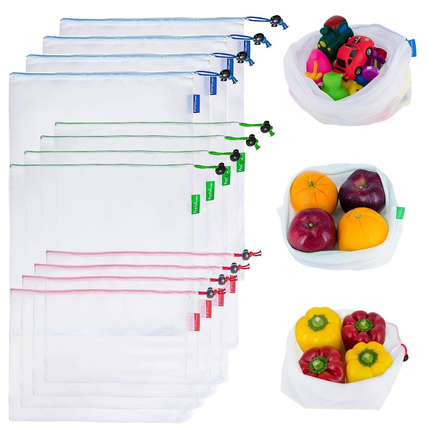 Home Smart Reusable Eco-Friendly Mesh Produce Lightweight Grocery Bags Vegetable Fruits and Shopping Storage Bags