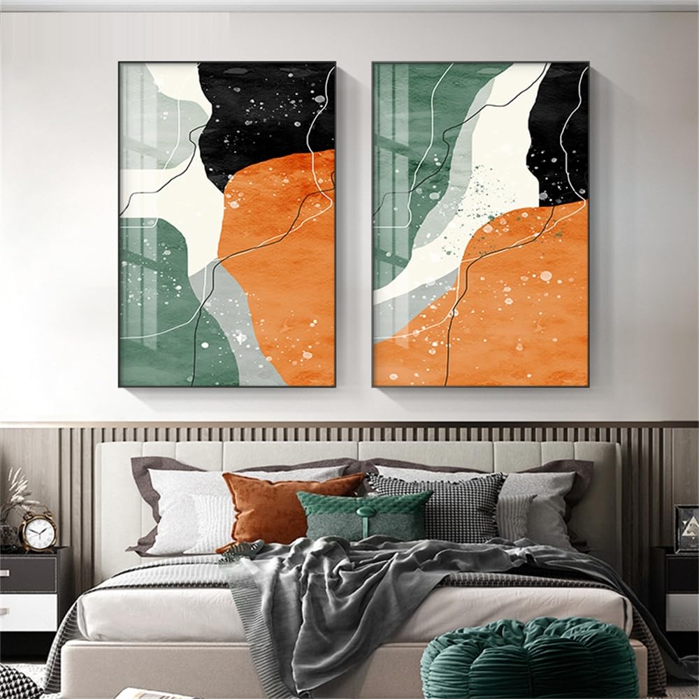 WUHBCZ Canvas Paints,Abstract Color Block Painting Gold Foil Wall Art Canvas Posters Prints Modern Nordic Pictures for Living Room Bedroom Office Decoration-60 * 70cm*2PCS (No Frame)