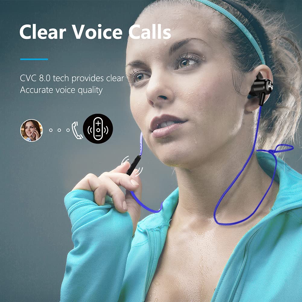 UXD Cuffie Bluetooth, Auricolari Bluetooth Senza Fili, Auricolari Bluetooth con CVC 8.0 Microfono Incorporato, 20 Ore di Tempo di Utilizzo, IPX7 Impermeabili, Cuffie Bluetooth Sport