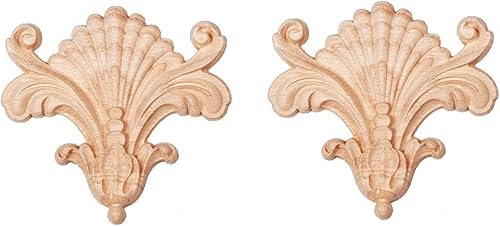 Miniatura 8 de BSYMDH 2 apliques de madera tallados a mano, apliques tallados en madera, sin pintar, decoración para puerta, pared, gabinete, estufa de fuego,