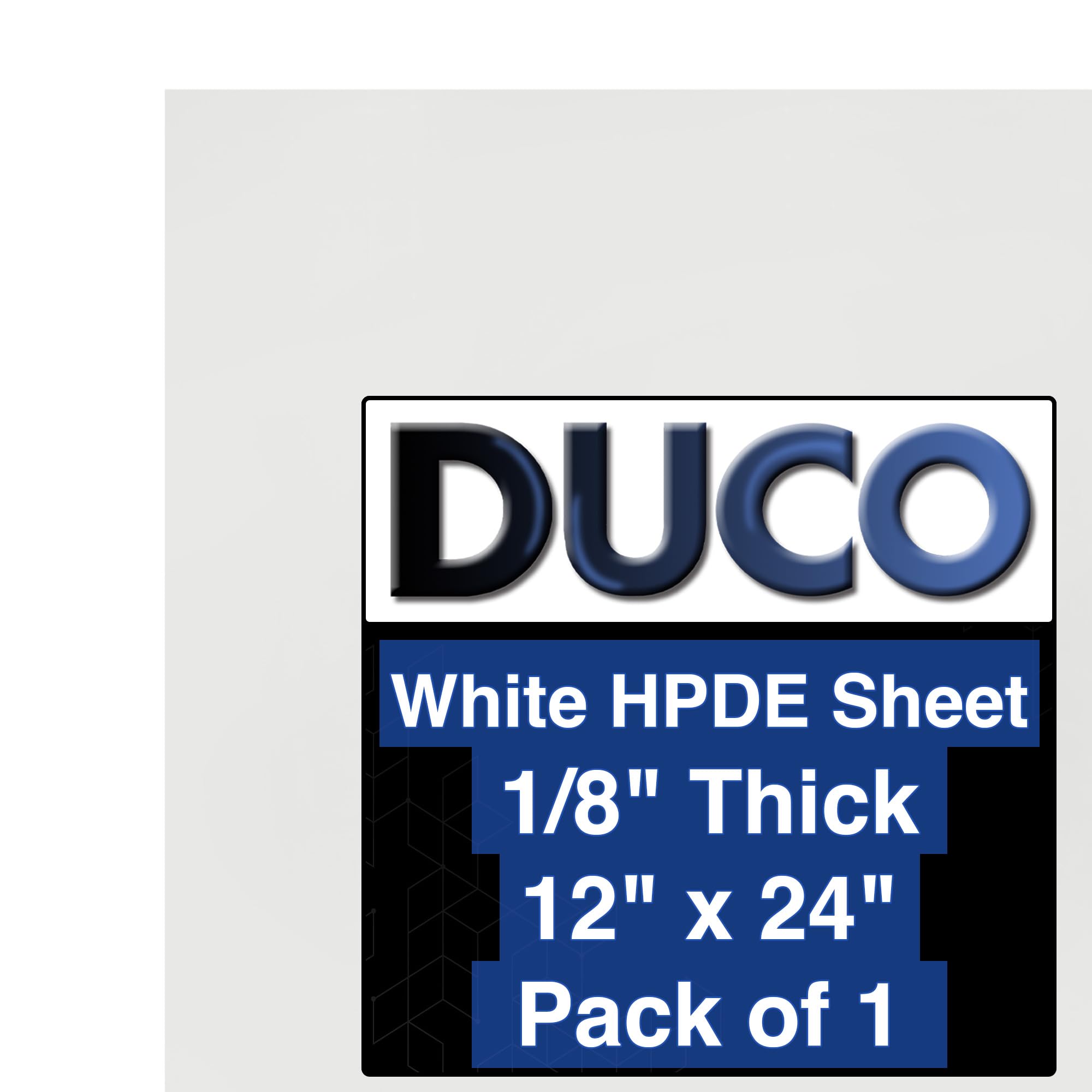 Duco USA-Made HDPE Sheet 1/8 Inch Thick 12" x 24" - 1 Pack of White HDPE Plastic Cutting Board Plastic Sheet for Kitchen, Signs, Crafts, Shelf Board, and Dishwasher Friendly