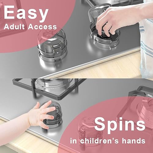 Miniatura 5 de 6 paquetes de fundas para perilla de estufa para seguridad infantil diseño de doble llave de tamaño universal fundas para perilla de gas