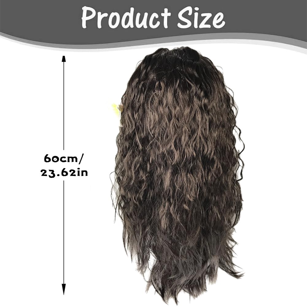 Role Play For Movie Cosplay Wigs,Princess Wig with Flower,Long Curly Black Synthetic Heat Resistan Fiber Full Machine Wig Party None Lace Side Parting for Women Daily Use - Image 2