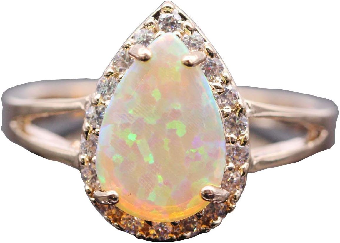 CRISTORE Engagement Rings Water Drop Gemstone Yellow Opal Gold Plated Jewelry Ring