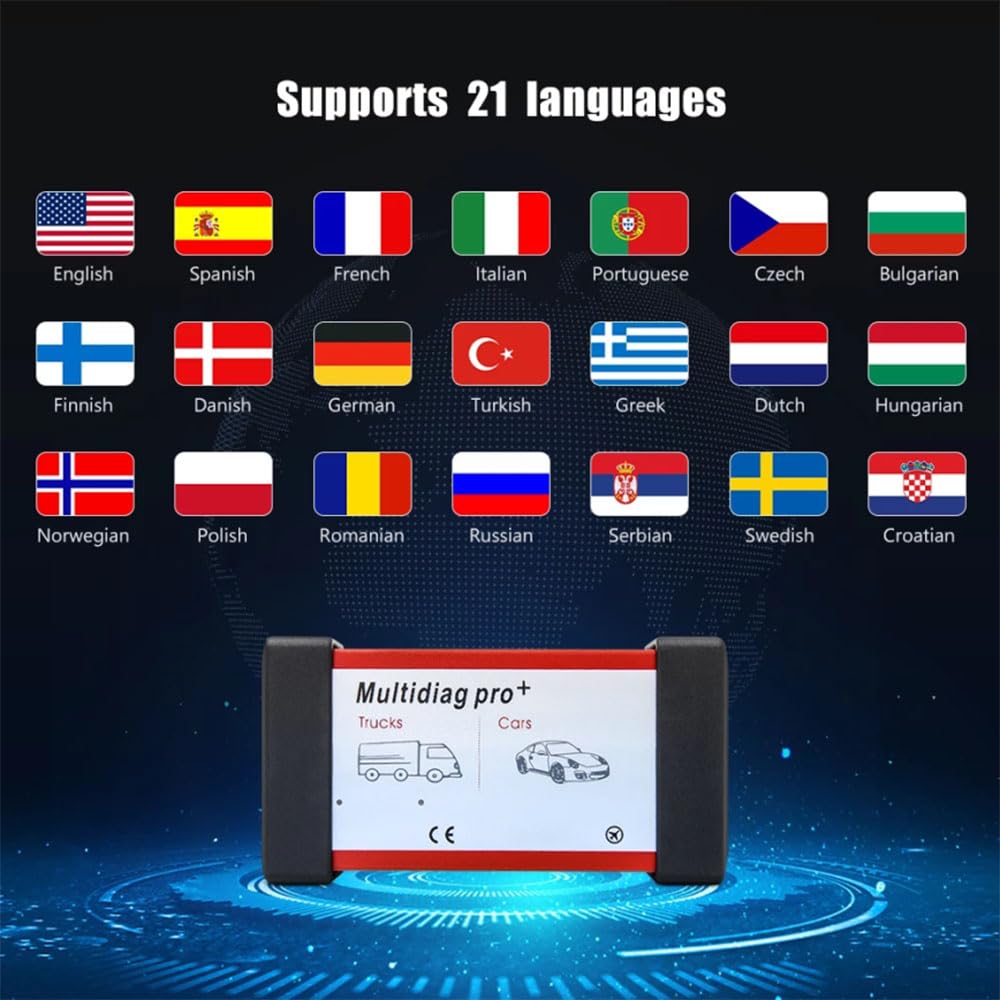 multidiag pro Plus Obd2 Scanner Diagnosegerät Vollsystemfunktion Bluetooth Check Engine Code Reader für Autos und LKWs Fahrzeuge vor 2021 mit Reset ABS SRS ISS Brake ds150e (multidiag pro)